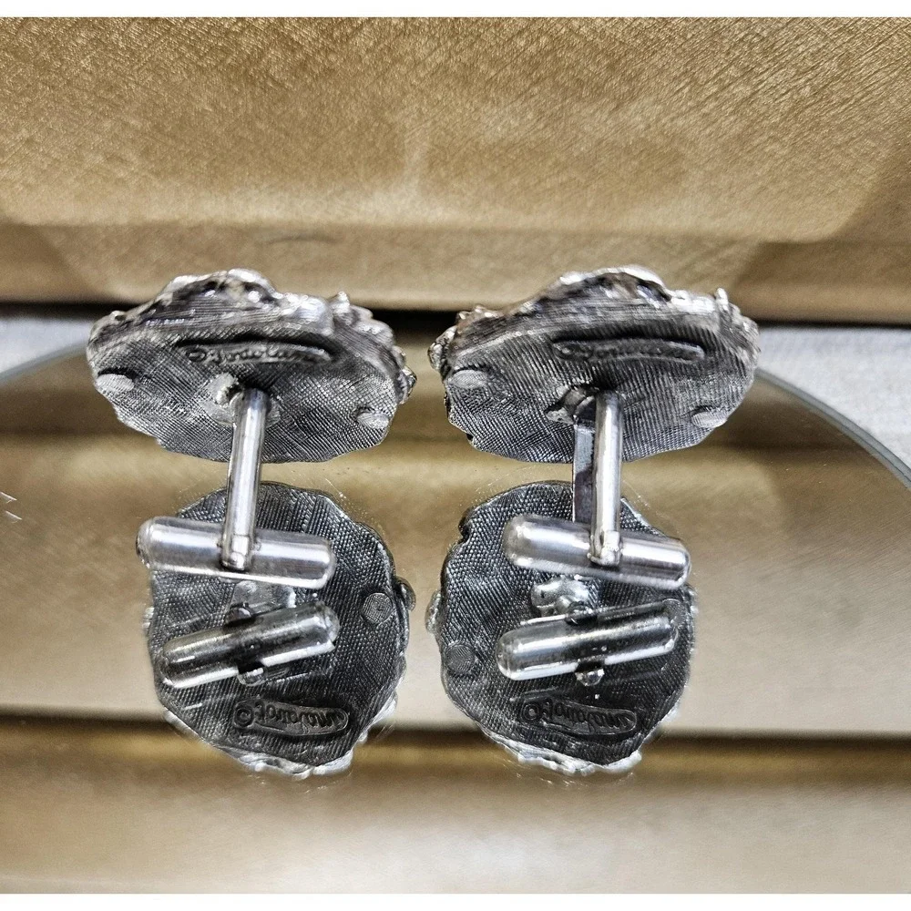 Vintage Scorpio Zodiac Astrology Cufflinks Bullet Back Silvertone Tortolani